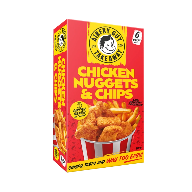 Air Fry Guy Chicken Nuggets & Chips frozen meal packaging